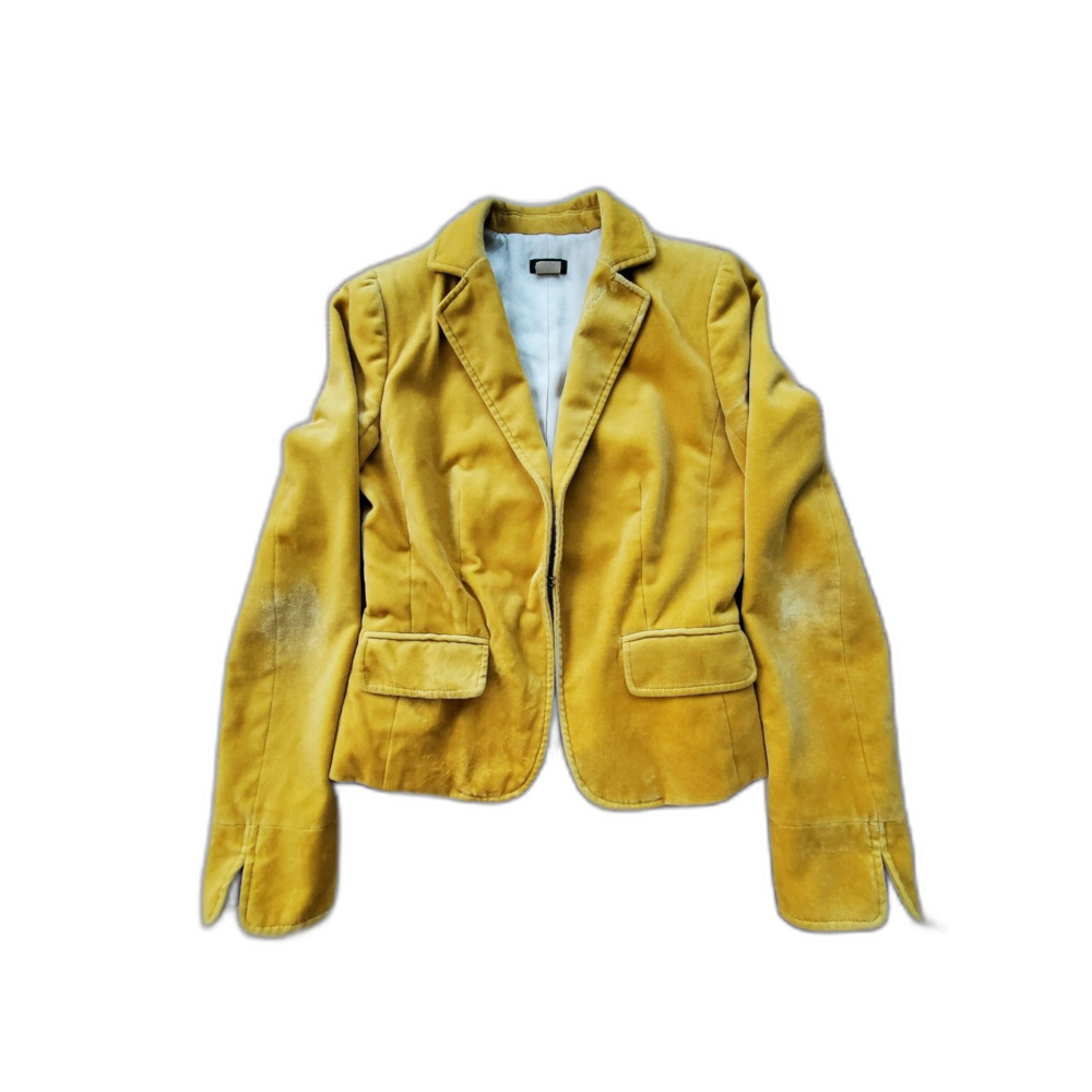 J. CREW ECOLE Gold Velvet Single Hook Closure Blazer 2 GUC/FAIR Please Read